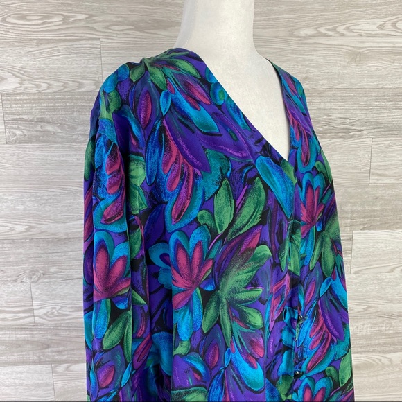 Dorman VTG Silk Purple Long Sleeve Button Blouse - Picture 3 of 6